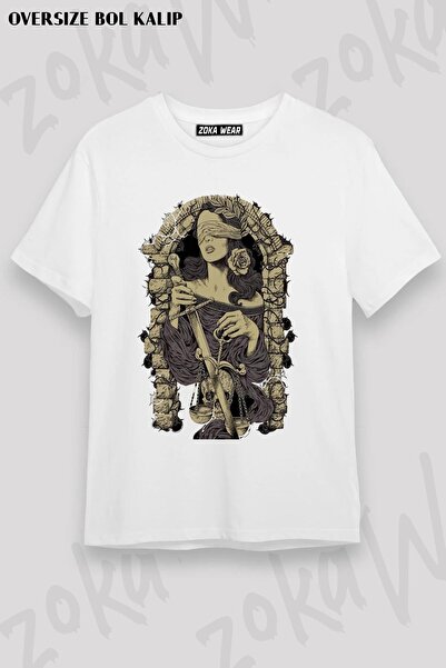 ZOKAWEAR Unisex Oversize kroj Mold Gothic, Blind Justice Ženski Dizajn Štampa...