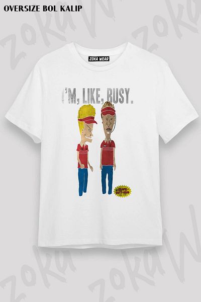 ZOKAWEAR Μπλουζάκι με στάμπα Unisex Oversize Beavis And Butt Head Busy At Work Design