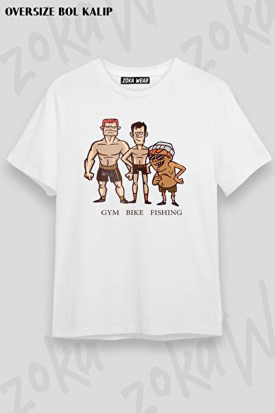 ZOKAWEAR Μπλουζάκι με στάμπα Unisex Oversize Fit για ψάρεμα ποδηλάτου γυμναστ...