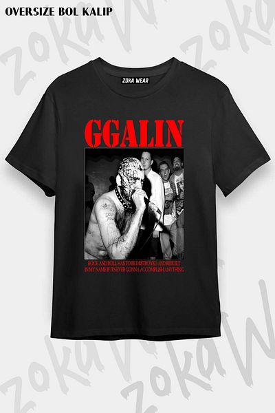 ZOKAWEAR Unisex Oversize Fit Gifts Μπλουζάκι με στάμπα με σχέδιο GG Band Allin