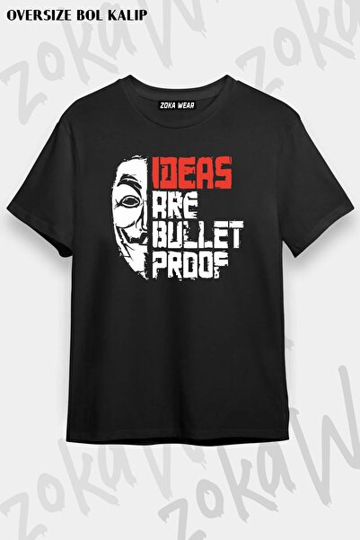 ZOKAWEAR Tricou unisex oversize cu imprimeu Bulletproof V For Vendetta