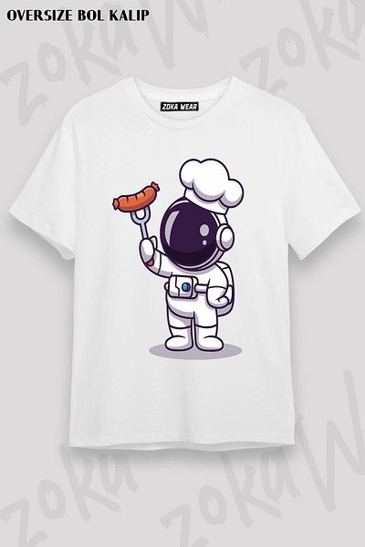 ZOKAWEAR Μπλουζάκι με στάμπα Unisex Oversize Cook Astronaut Design