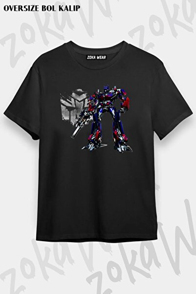 ZOKAWEAR تي شيرت مطبوع بتصميم كبير الحجم للجنسين من Transformers Tv x2