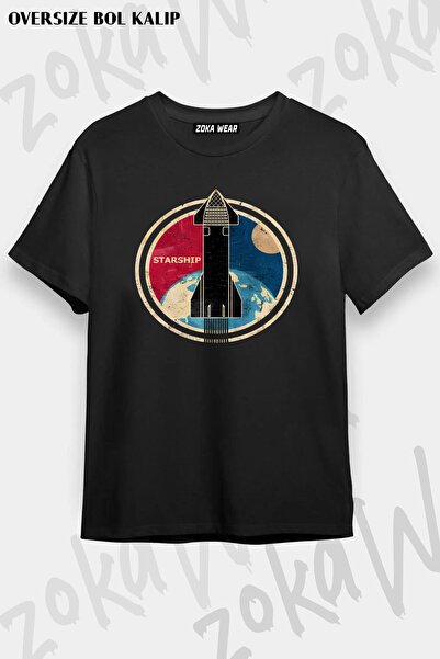 ZOKAWEAR Μπλουζάκι με στάμπα Unisex Oversize Spacex Starship Badge Design