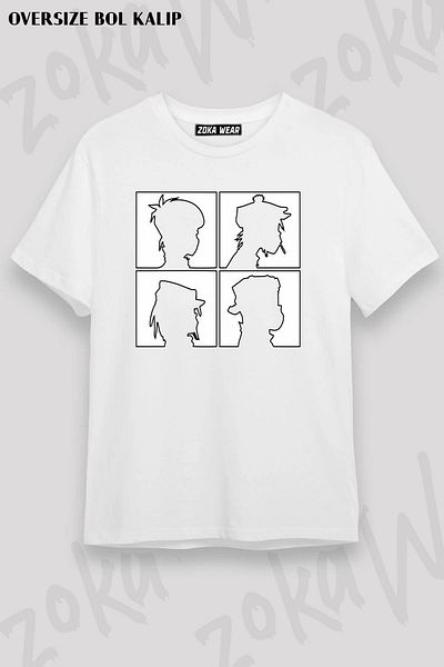 ZOKAWEAR Μπλουζάκι με στάμπα Unisex Oversize Gorillaz v2 Design