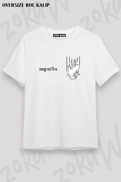 ZOKAWEAR Tricou cu imprimeu unisex oversize Frog of Magnolia (alb).