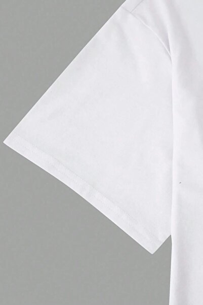 Guillermo Unisex White Dream Printed Crew Neck Oversize Cotton T-Shirt