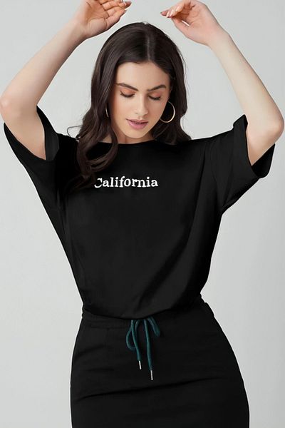 Frisson Unisex California Printed Crew Neck Oversize Cotton T-Shirt