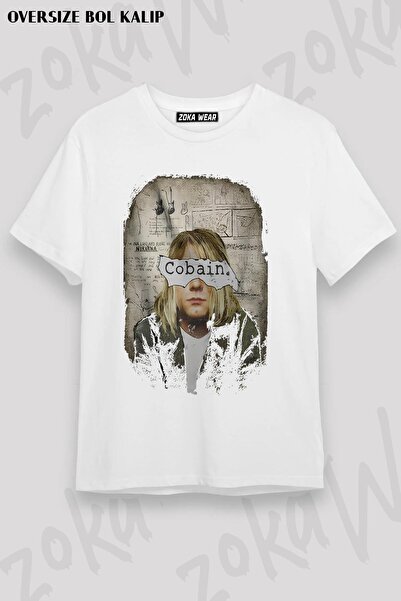 ZOKAWEAR Tricou oversize unisex cu imprimeu Kurt Cobain Nirvana