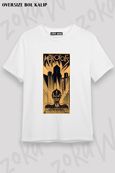 ZOKAWEAR Tricou cu imprimeu unisex oversize în stil Metropolis de Fritz Lang