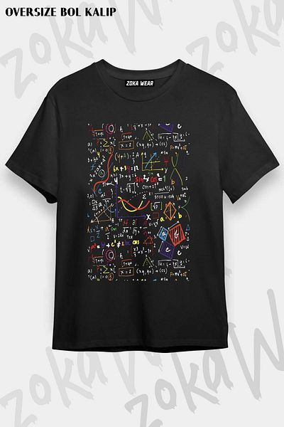 ZOKAWEAR Μπλουζάκι με τυπωμένο σχέδιο Unisex Oversize Math Equations