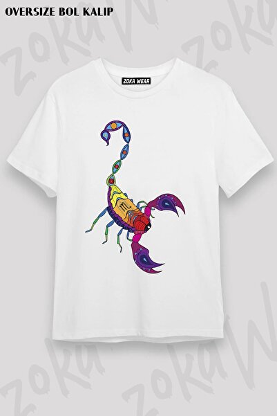 ZOKAWEAR Tricou unisex oversize Scorpion Zodiac v3 cu imprimeu