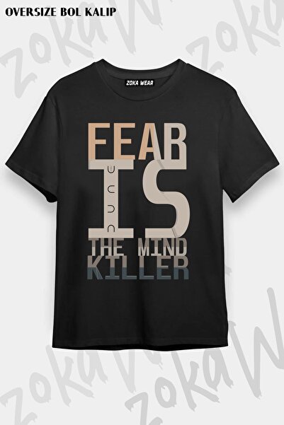 ZOKAWEAR Unisex Oversize Dune - Μπλουζάκι με στάμπα Fear Is The Mind Killer