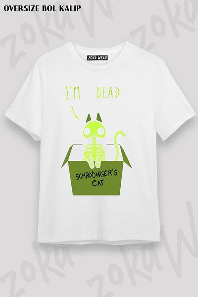 ZOKAWEAR Μπλουζάκι Unisex Oversize με μοτίβο Schrödinger's Cat
