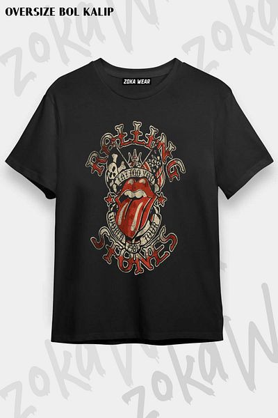ZOKAWEAR Tricou unisex oversize cu imprimeu Rolling Stones World Tour