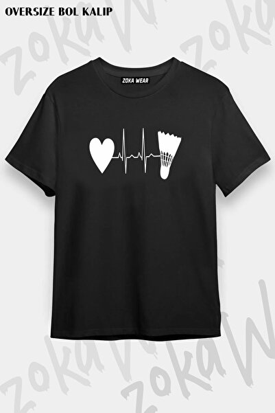 ZOKAWEAR تي شيرت مطبوع بتصميم كرة الريشة v2 مقاس كبير للجنسين