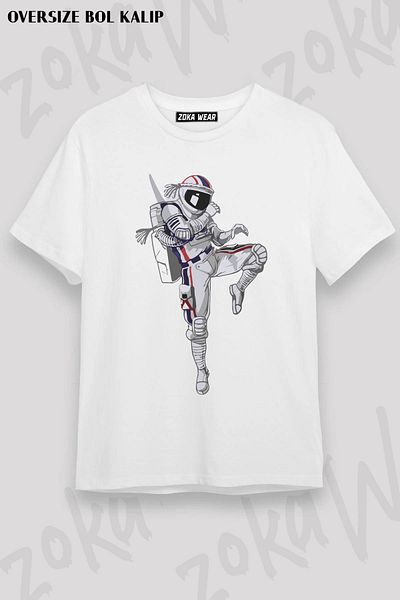 ZOKAWEAR Μπλουζάκι με στάμπα Unisex Oversize Fit Muay Thai Astronaut Design
