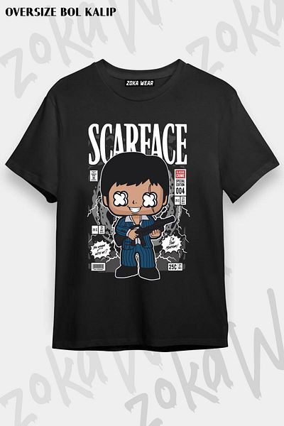 ZOKAWEAR Tricou unisex oversize cu imprimeu Scarface Tony Montana Design