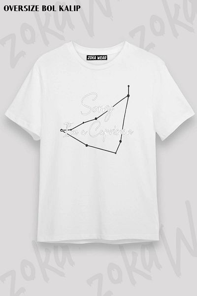 ZOKAWEAR Μπλουζάκι με στάμπα Unisex Oversize Capricorn Zodiac Design