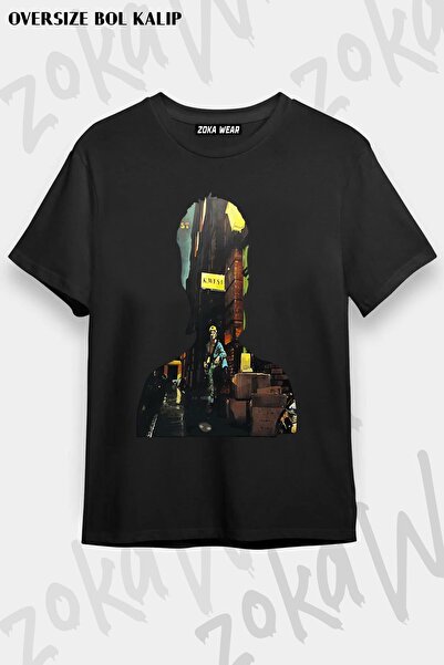 ZOKAWEAR Унисекс тениска с овърсайз шарка и принт с дизайн на Дейвид Бауи