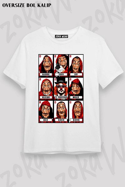 ZOKAWEAR Μπλουζάκι με σχέδια Unisex Oversize Money Heist Bella Ciao La Casa