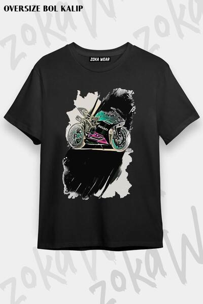 ZOKAWEAR تي شيرت مطبوع بتصميم خاص للجنسين من Motorsport مقاس كبير