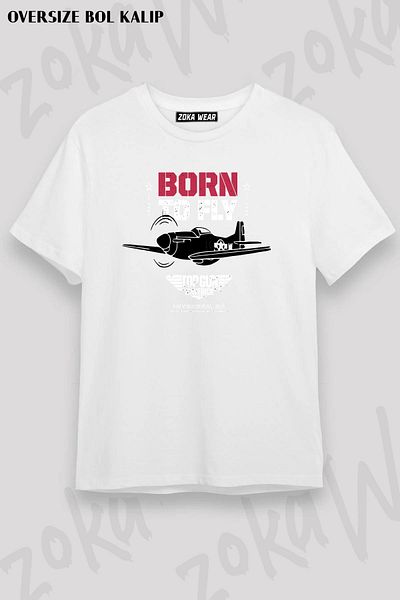 ZOKAWEAR Μπλουζάκι με μοτίβο Unisex Oversize Top Gun Maverick Born To Fly P 51