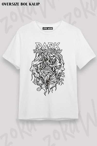 ZOKAWEAR Tricou cu imprimeu unisex oversize Dark Tranquility v2 Design
