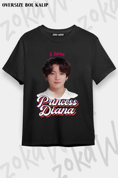 ZOKAWEAR Princeza Dijana Jungkook Kpop Štampano Unisex Oversize kroj majica