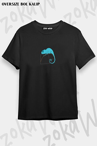 ZOKAWEAR Μπλουζάκι Unisex Oversize Fibonacci Spiral Printed - Molded Chameleo...
