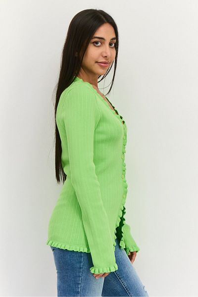 Asos Design Women V-neck Textured Cardigan, Green