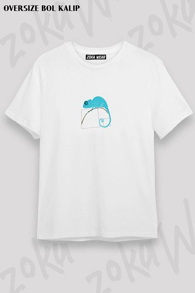 ZOKAWEAR Μπλουζάκι Unisex Oversize Fibonacci Spiral Printed - Molded Chameleon Design