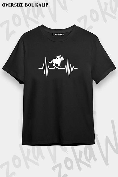 ZOKAWEAR Tricou imprimat unisex oversize pentru curse de cai