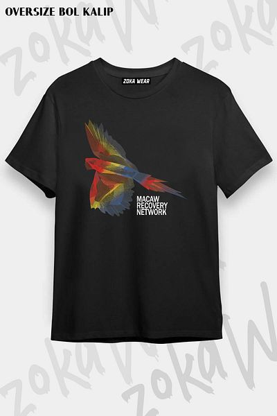 ZOKAWEAR Μπλουζάκι με στάμπα Unisex Oversize Scarlet Macaw Print Design