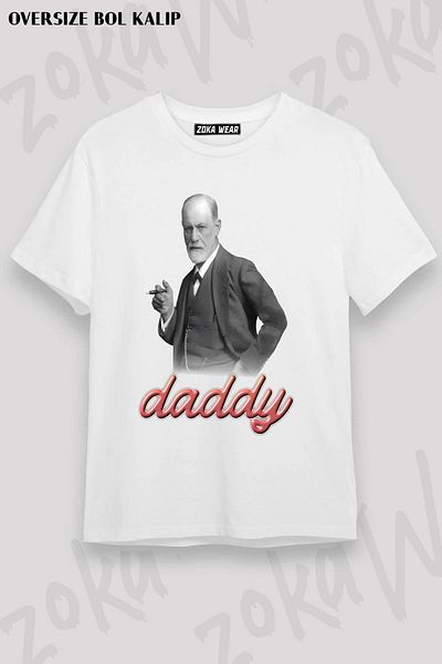 ZOKAWEAR Μπλουζάκι με στάμπα Unisex Oversize Sigmund Freud Daddy Design