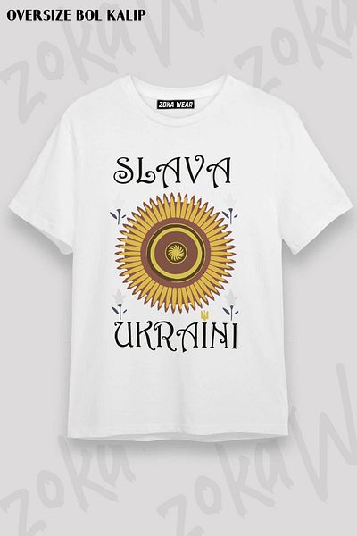 ZOKAWEAR Μπλουζάκι με στάμπα Unisex Oversize Ukraine Sunflower Ukraine Design