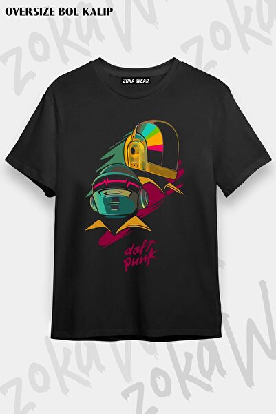 ZOKAWEAR Unisex oversize majica sa štampanim Daft Punk v3 dizajnom