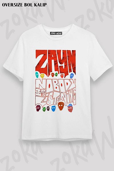 ZOKAWEAR Unisex Oversize Fit Zayn, Κανένας δεν ακούει Σχεδιασμός εμπριμέ μπλουζάκι