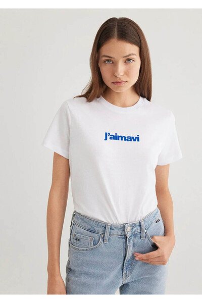 Mavi Crew Neck Logo White Women's T-Shirt M1612242-620