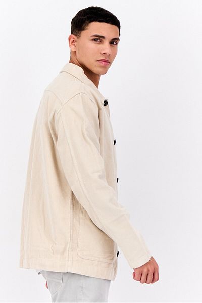 Selected Homme قميص جاكيت مضلع للرجال، بيج