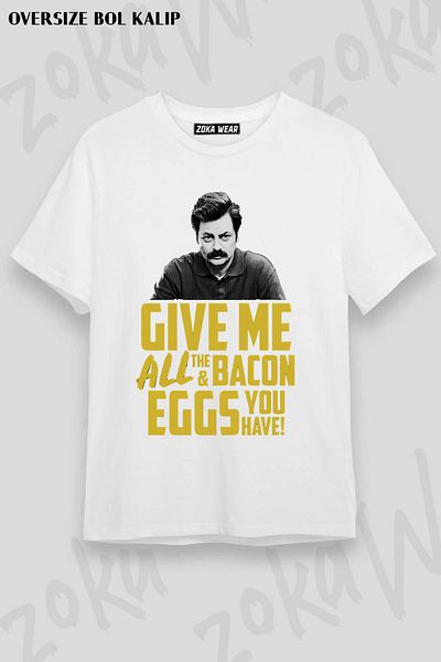 ZOKAWEAR Tricou unisex oversize cu imprimeu Ron Swanson Design