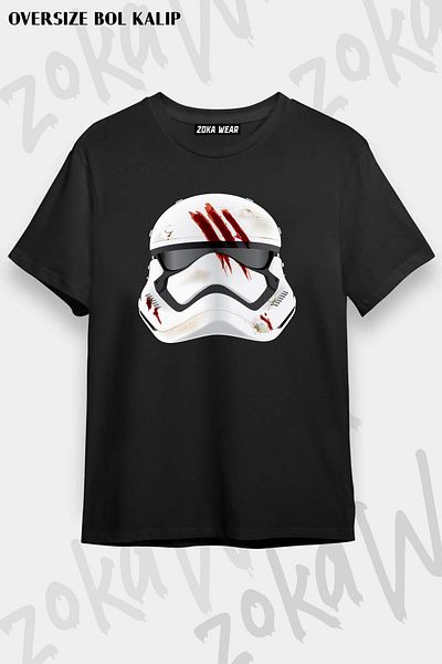 ZOKAWEAR Tricou imprimat unisex oversize cu design de mască Starwars