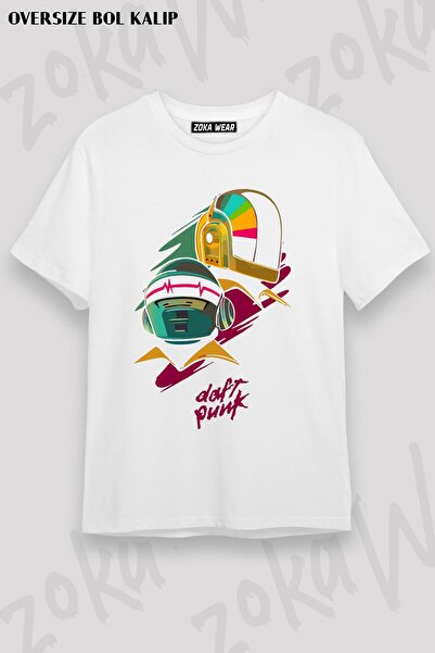 ZOKAWEAR Unisex oversize kroj majica sa Daft Punk v3 dizajnom i štampom