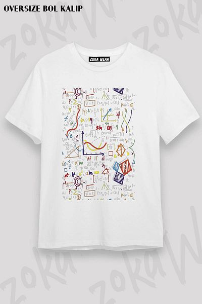 ZOKAWEAR Μπλουζάκι με τυπωμένο σχέδιο Unisex Oversize Math Equations