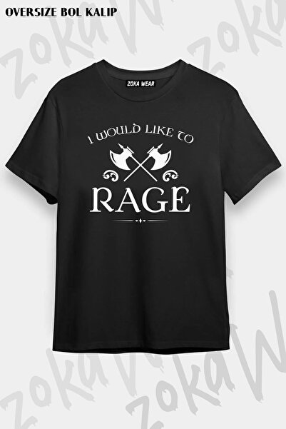 ZOKAWEAR Unisex Oversize kroj Barbarian "I Would Like To Rage" dizajn Štampan...