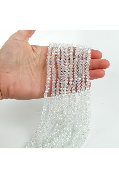 yfhobi 1 Dizi (80-85 Adet) - 6 mm Yassı Kristal Cam Boncuk Dizisi Şeffaf Janj...