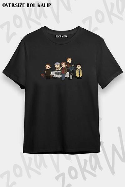 ZOKAWEAR Unisex Oversize Kalıp Supernatural Cartoon Design Tasarım Baskılı Tshirt