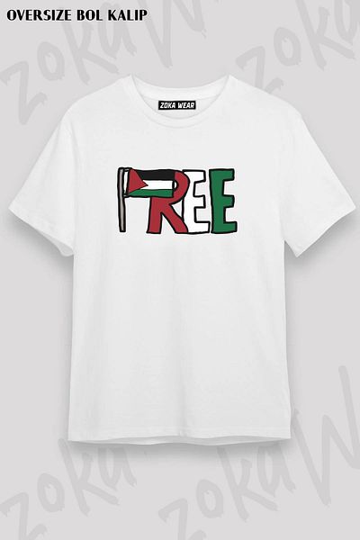ZOKAWEAR Tricou unisex oversize cu imprimeu cu design palestinian gratuit