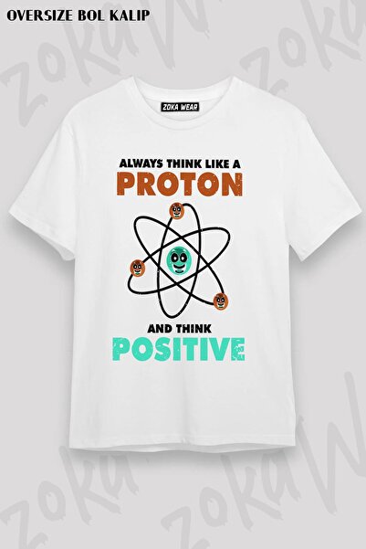 ZOKAWEAR Tricou unisex oversize Fit Physics Atom Proton Positive Design imprimat
