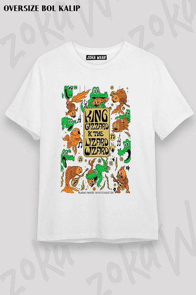 ZOKAWEAR Μπλουζάκι με στάμπα Unisex Oversize Gizzard and The Lizard Wizard Design